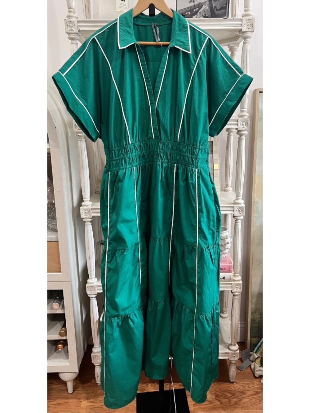 Anthropologie Somerset Maxi Dress Size XL Green Collared - Picture 3 of 6